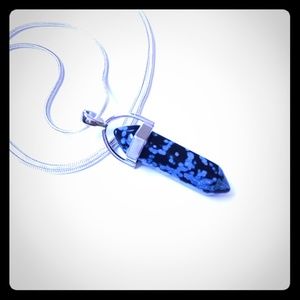 Snowflake Obsidian pendant w sterling silver chain